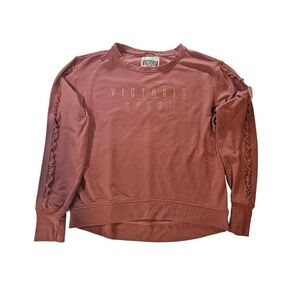 Victoria Sport Sweatshirt Women S Mauve Pink Ruffle Sleeve Glitter Logo